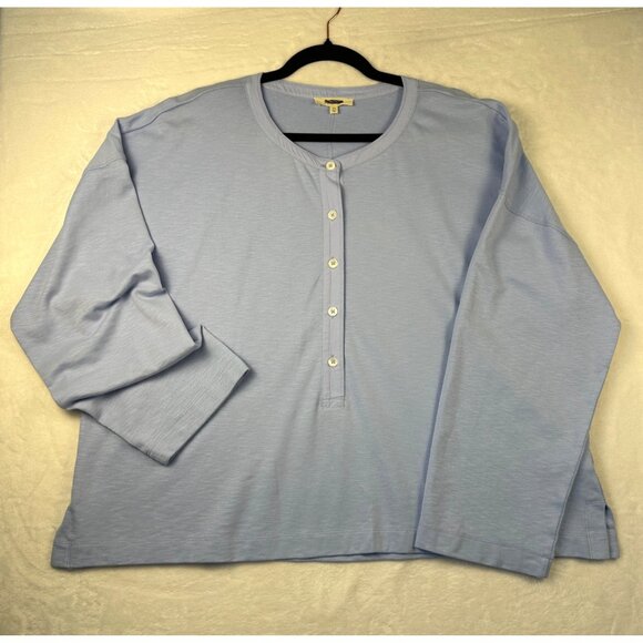Madewell Womens Relaxed Henley Long Sleeve Top Peri Blue XL Minimalist NWTD - Picture 2 of 9